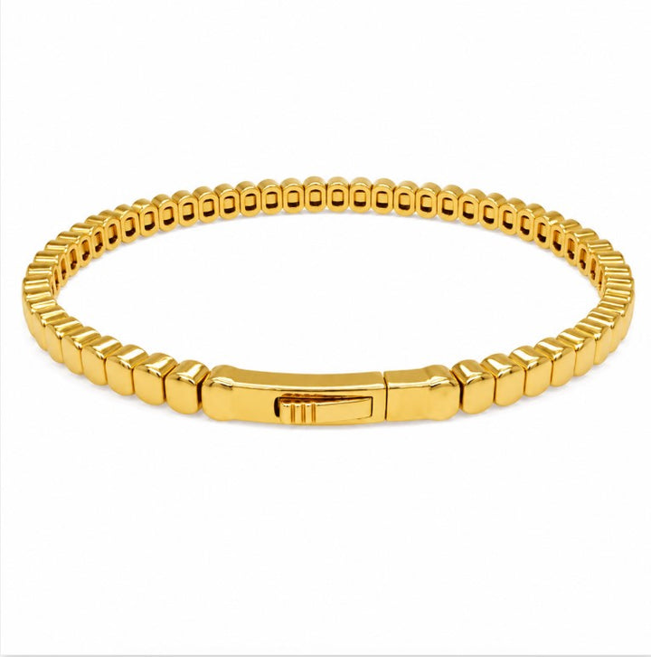 3.00 Ctw Blue Zircon Flex Bangle in Brass Yellow Gold