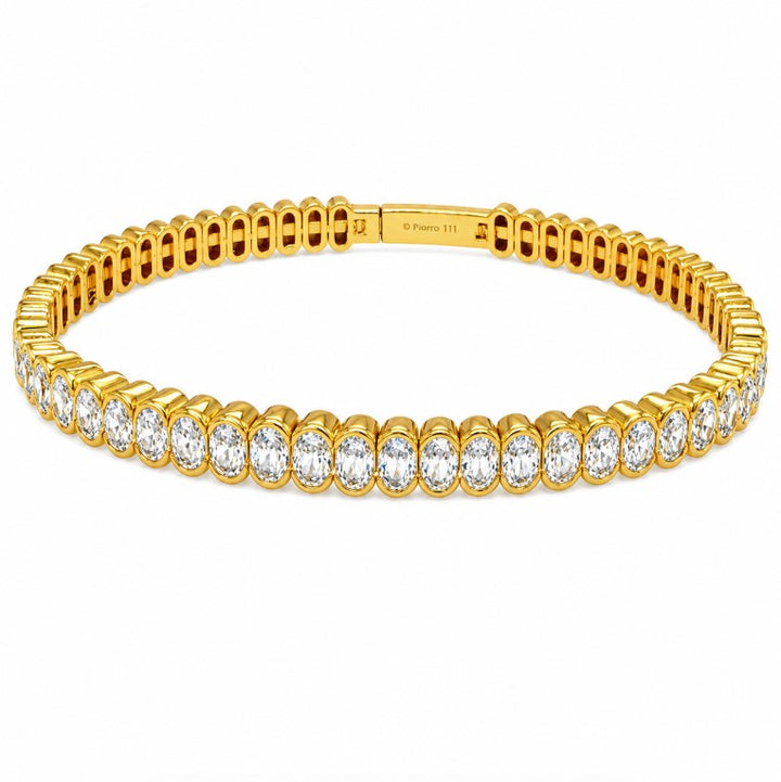 11.20 Ctw White Zircon Flex Bangle in Brass Yellow Gold