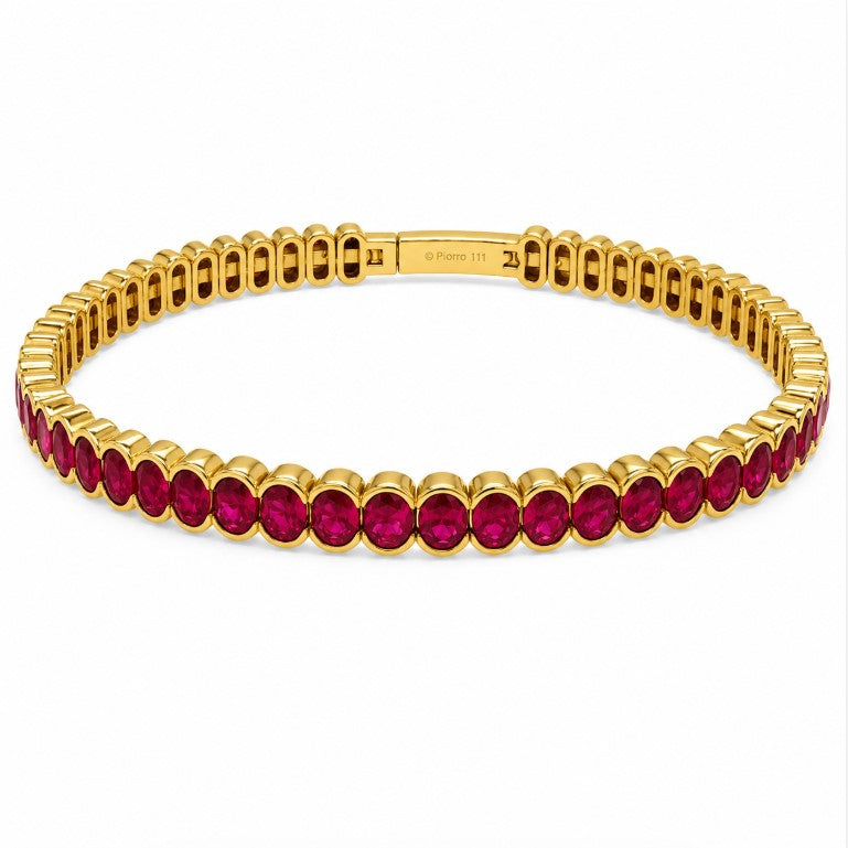 7.15 Ctw Red Zircon Flex Bangle in Brass Yellow Gold