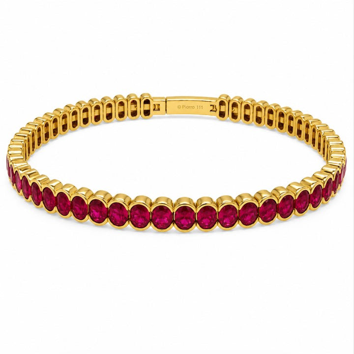 7.15 Ctw Red Zircon Flex Bangle in Brass Yellow Gold