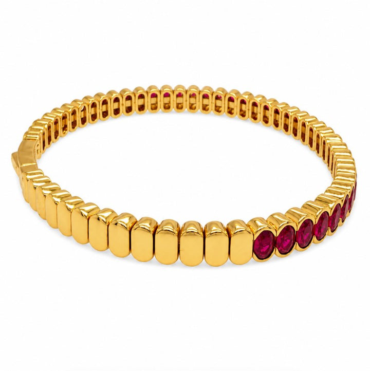 7.15 Ctw Red Zircon Flex Bangle in Brass Yellow Gold