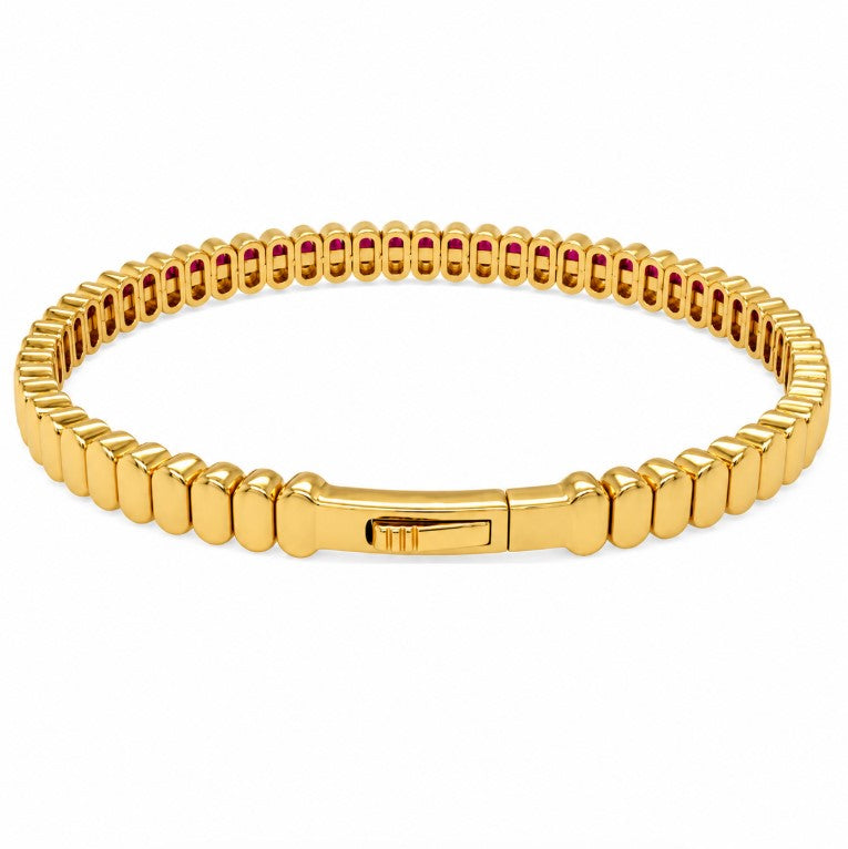 7.15 Ctw Red Zircon Flex Bangle in Brass Yellow Gold