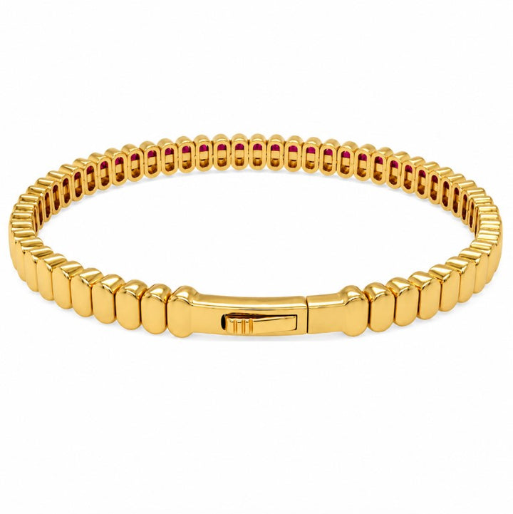 7.15 Ctw Red Zircon Flex Bangle in Brass Yellow Gold