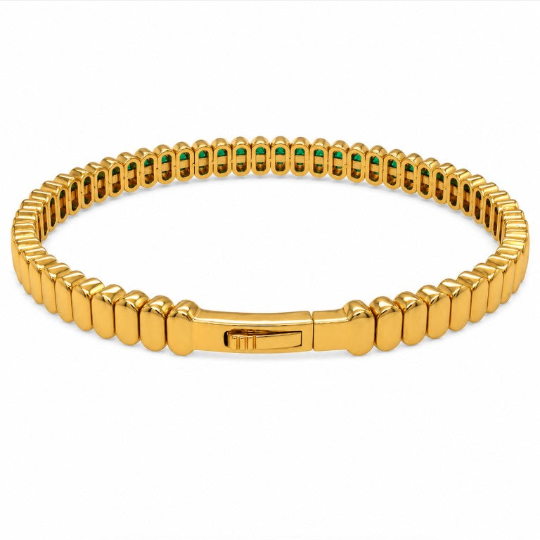 4.90 Ctw Green Zircon Flex Bangle in Brass Yellow Gold