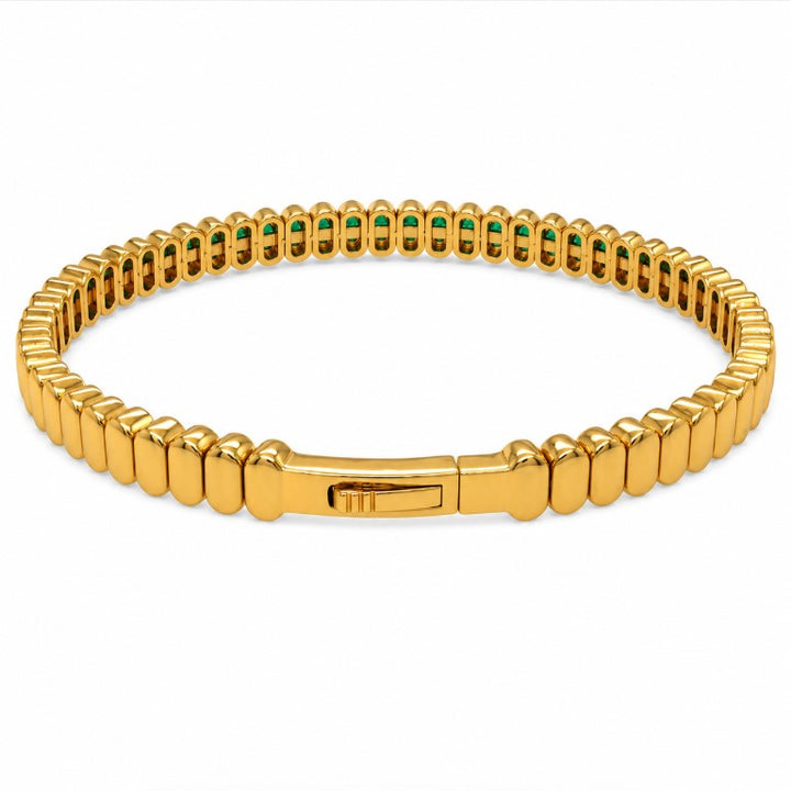 4.90 Ctw Green Zircon Flex Bangle in Brass Yellow Gold