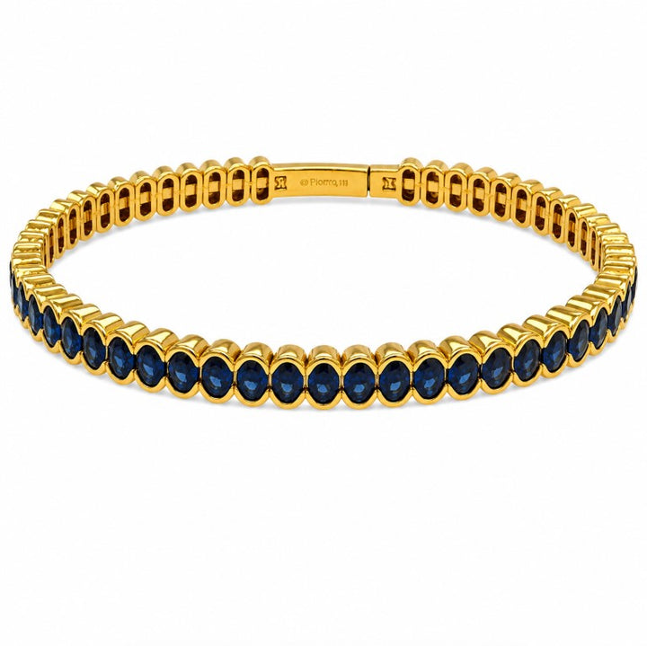 5.00 Ctw Blue Zircon Flex Bangle in Brass Yellow Gold
