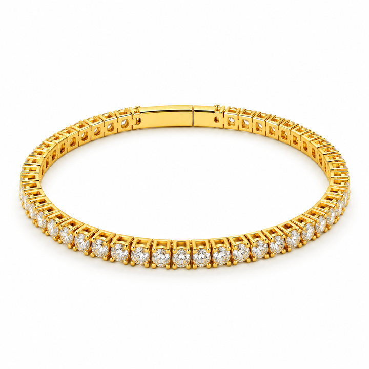 5.20 DEW Moissanite Flex Bangle in 925 Yellow Gold Plated