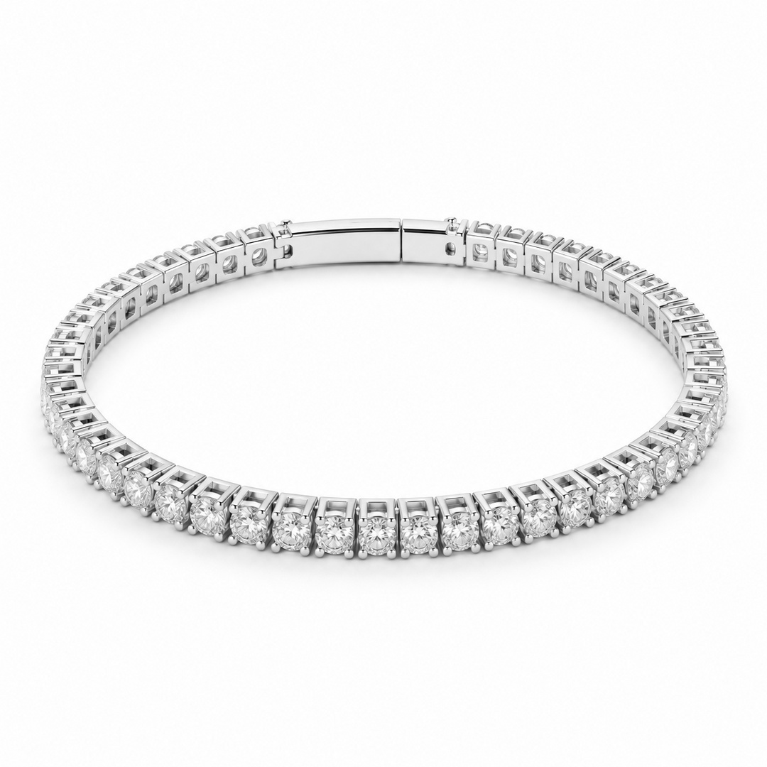 5.20 DEW Moissanite Flex Bangle in 925 Platinum Plated