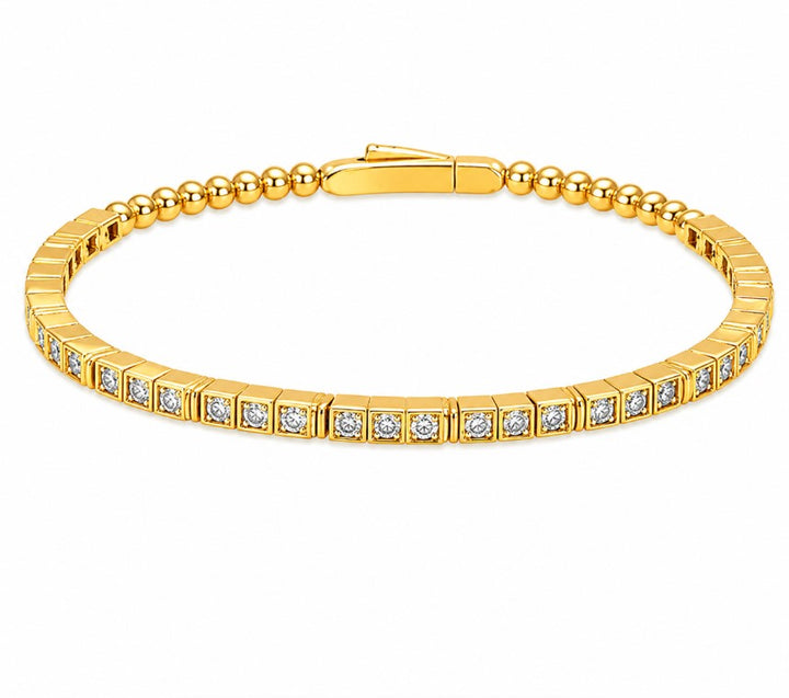 1.32 Ctw Lab Grown Diamond Flex Bangle in 925 Yellow Gold Plated