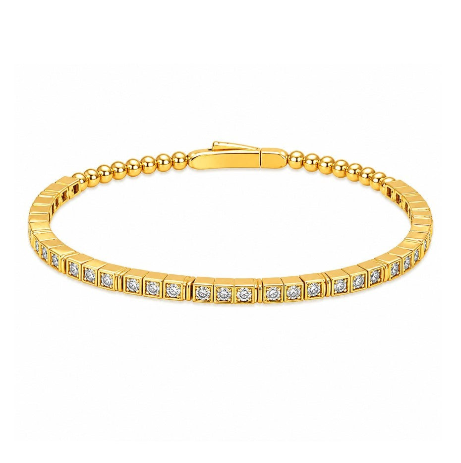 1.32 Ctw Lab Grown Diamond Flex Bangle in 925 Yellow Gold Plated