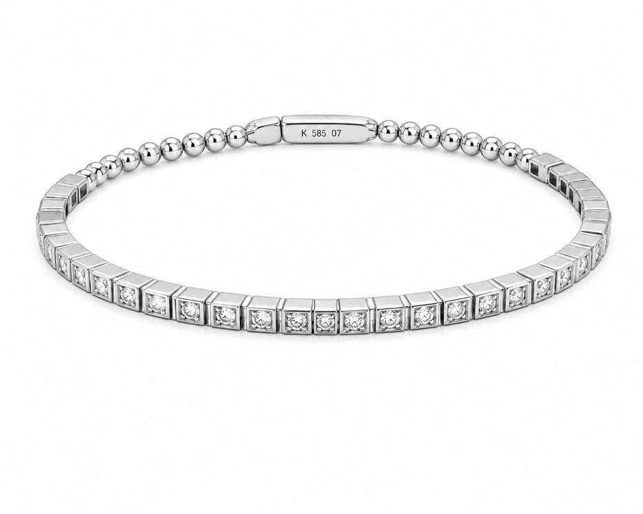 1.32 Ctw Lab Grown Diamond Flex Bangle in 925 Platinum Plated