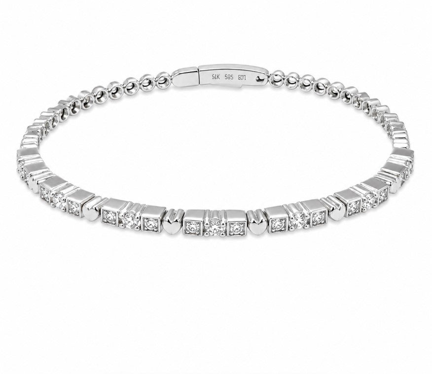 1.21 Ctw Lab Grown Diamond Flex Bangle in 925 Platinum Plated