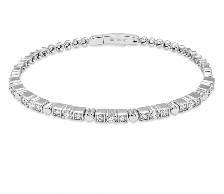 1.21 Ctw Lab Grown Diamond Flex Bangle in 925 Platinum Plated
