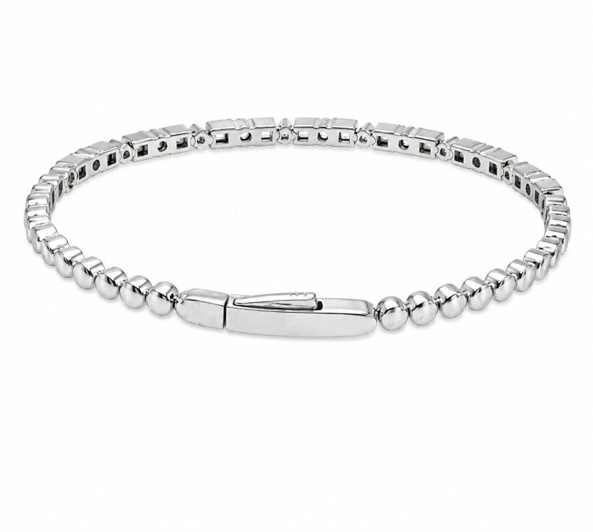 1.21 Ctw Lab Grown Diamond Flex Bangle in 925 Platinum Plated