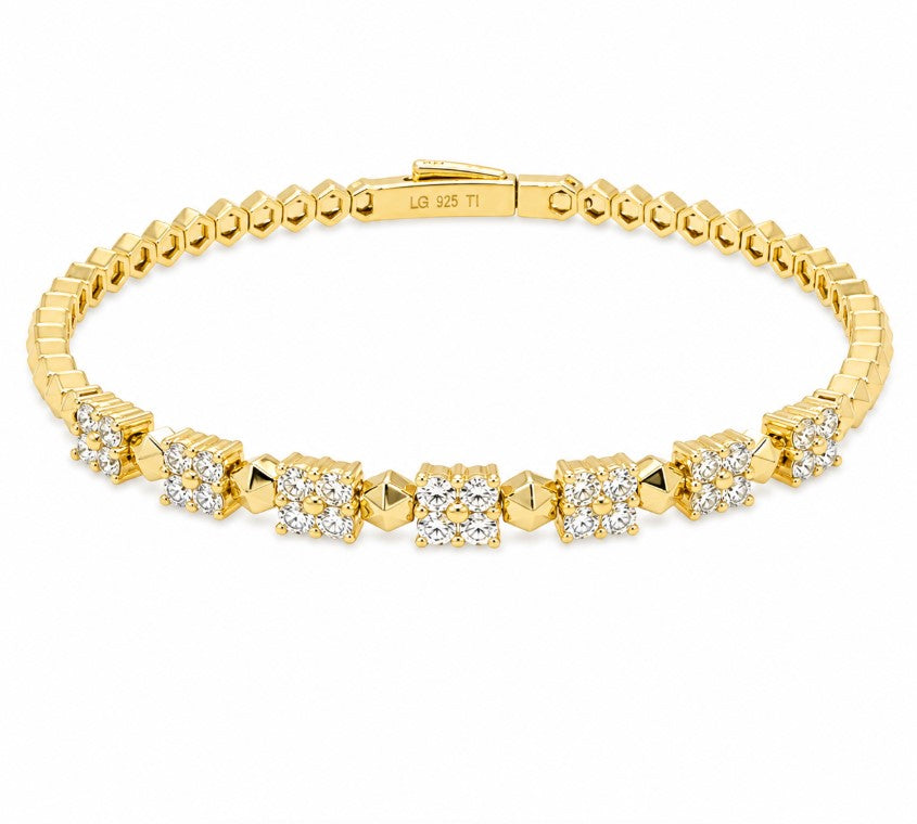 2.12 Ctw Lab Grown Diamond Flex Bangle in 925 Yellow Gold Plated