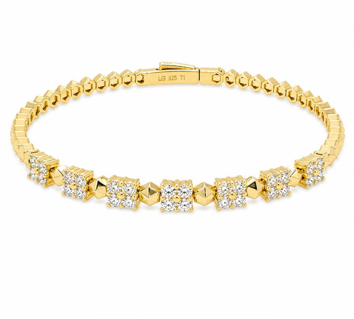 2.12 Ctw Lab Grown Diamond Flex Bangle in 925 Yellow Gold Plated