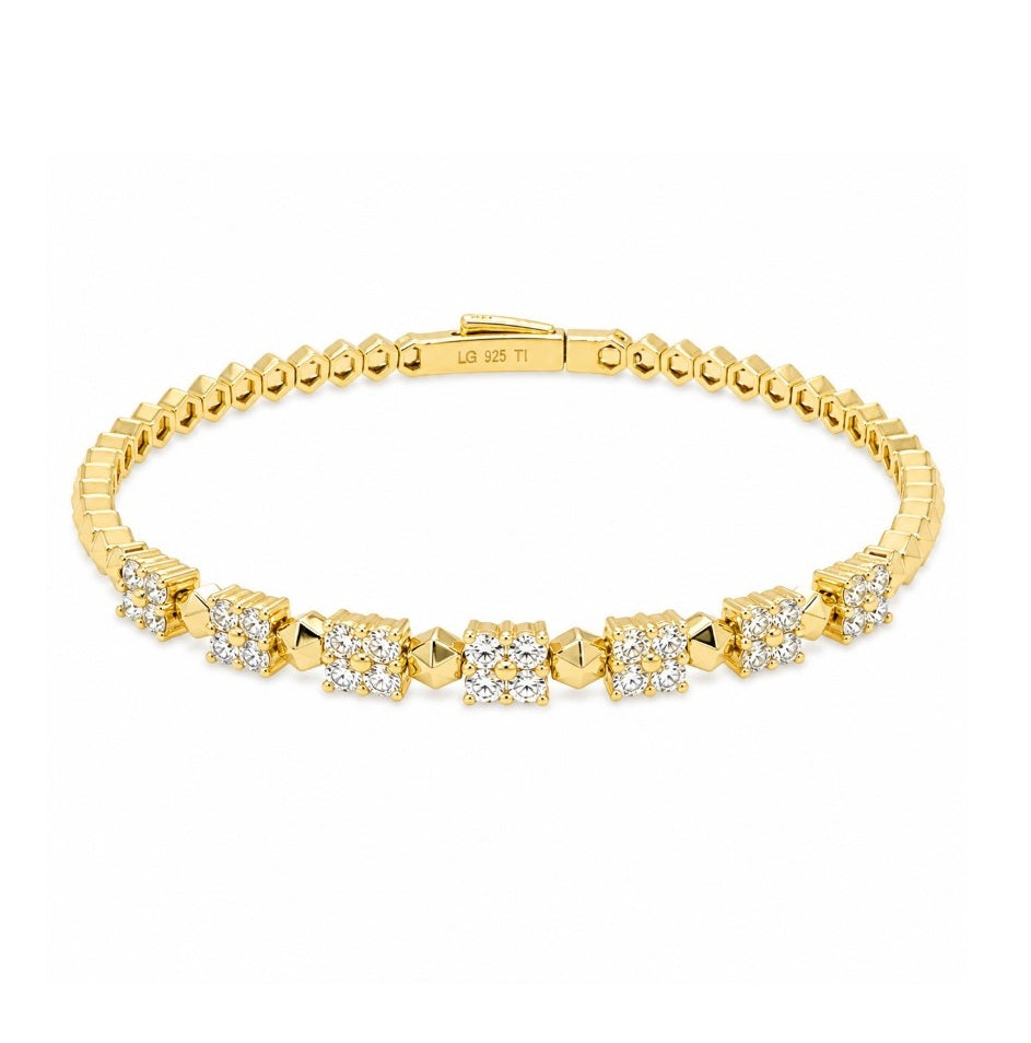 2.12 Ctw Lab Grown Diamond Flex Bangle in 925 Yellow Gold Plated
