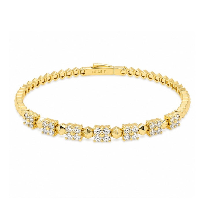 2.12 Ctw Lab Grown Diamond Flex Bangle in 925 Yellow Gold Plated