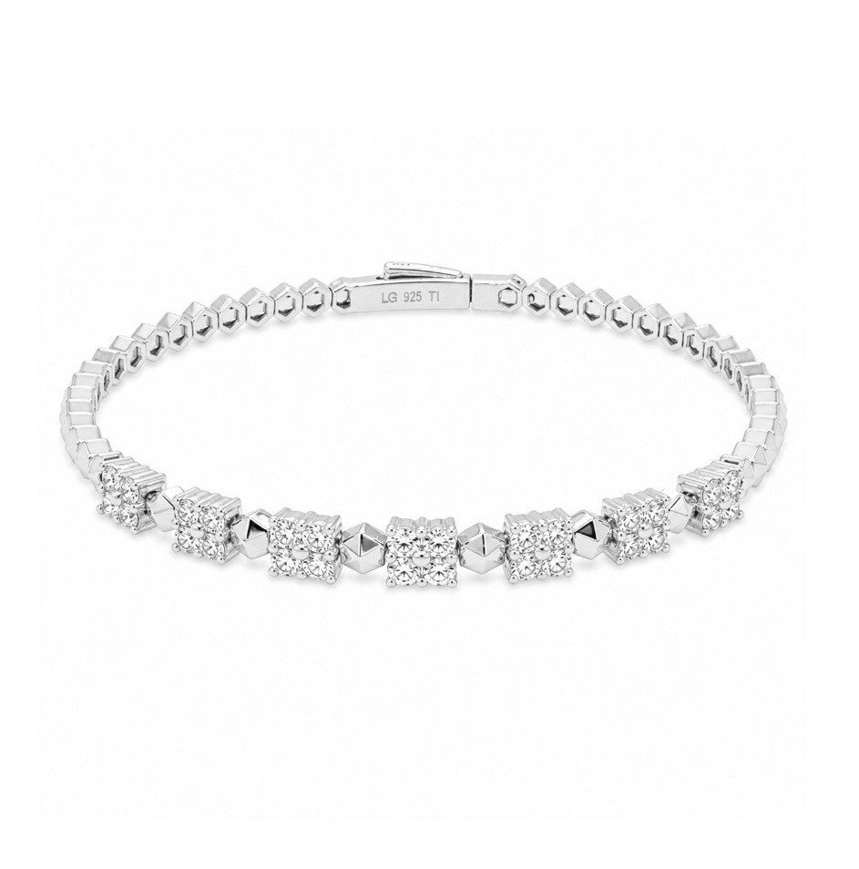 2.12 Ctw Lab Grown Diamond Flex Bangle in 925 Platinum Plated