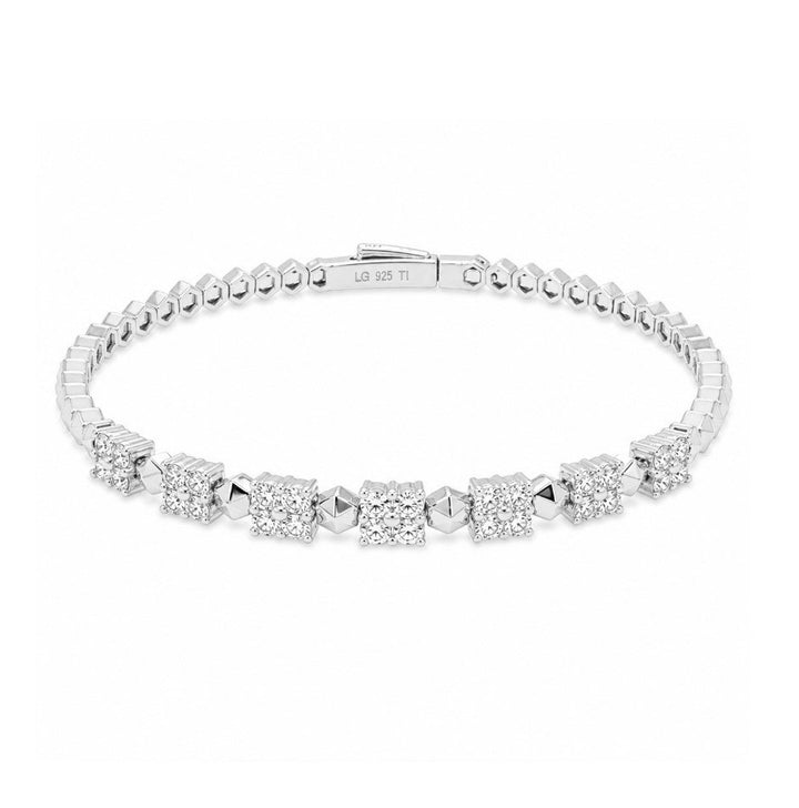 2.12 Ctw Lab Grown Diamond Flex Bangle in 925 Platinum Plated