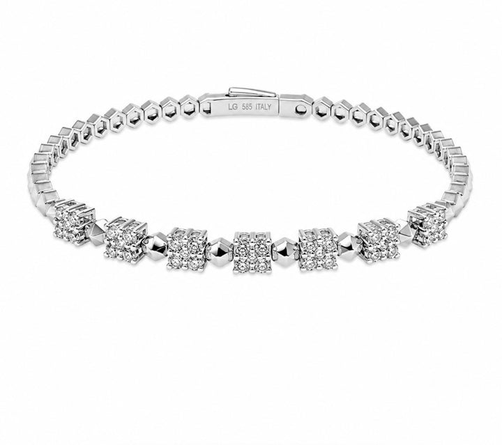 2.12 Ctw Lab Grown Diamond Flex Bangle in 925 Platinum Plated