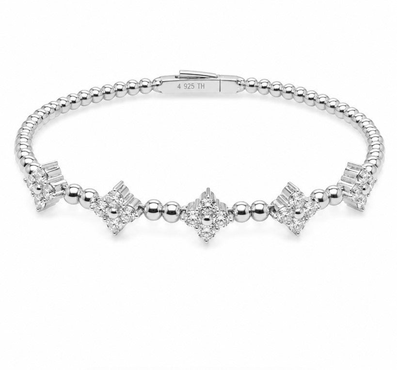 1.35 Ctw Lab Grown Diamond Flex Bangle in 925 Platinum Plated