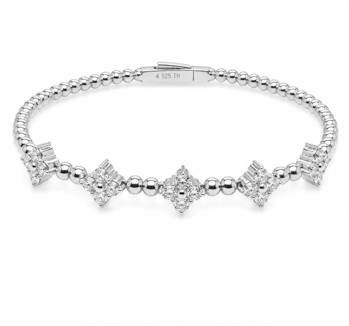1.35 Ctw Lab Grown Diamond Flex Bangle in 925 Platinum Plated