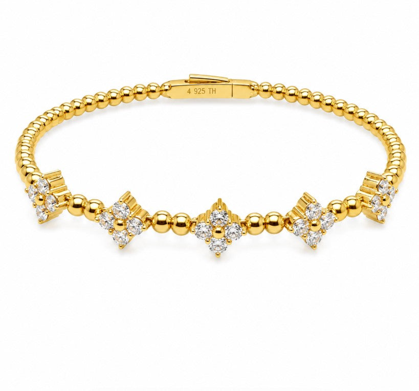 2.12 Ctw Lab Grown Diamond Flex Bangle in 925 Yellow Gold Plated