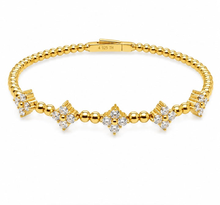 2.12 Ctw Lab Grown Diamond Flex Bangle in 925 Yellow Gold Plated