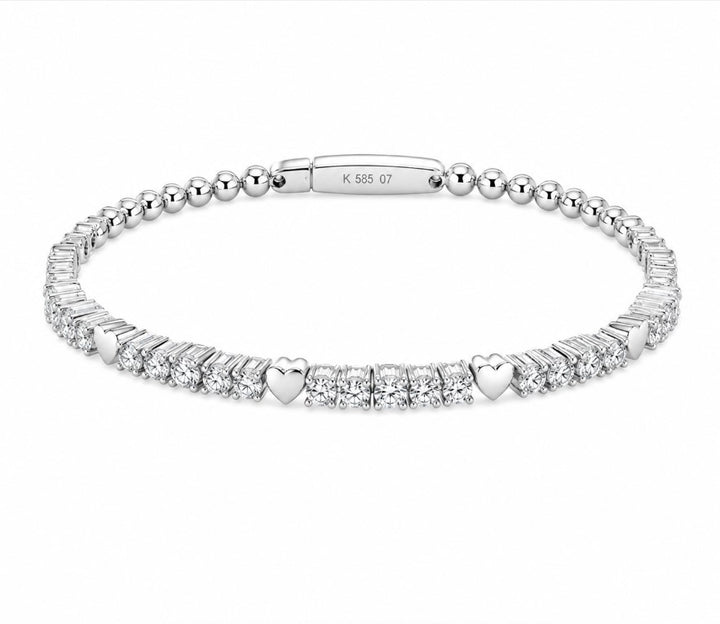 1.59 Ctw Lab Grown Diamond Flex Bangle in 925 Platinum Plated