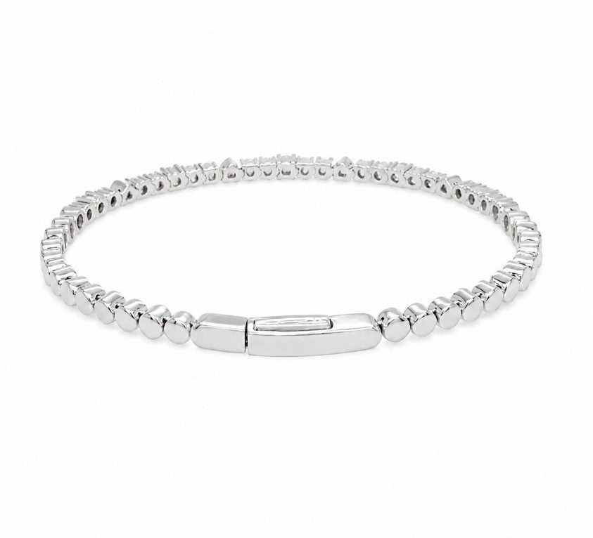 1.59 Ctw Lab Grown Diamond Flex Bangle in 925 Platinum Plated