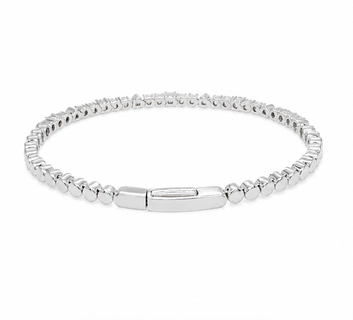 1.59 Ctw Lab Grown Diamond Flex Bangle in 925 Platinum Plated