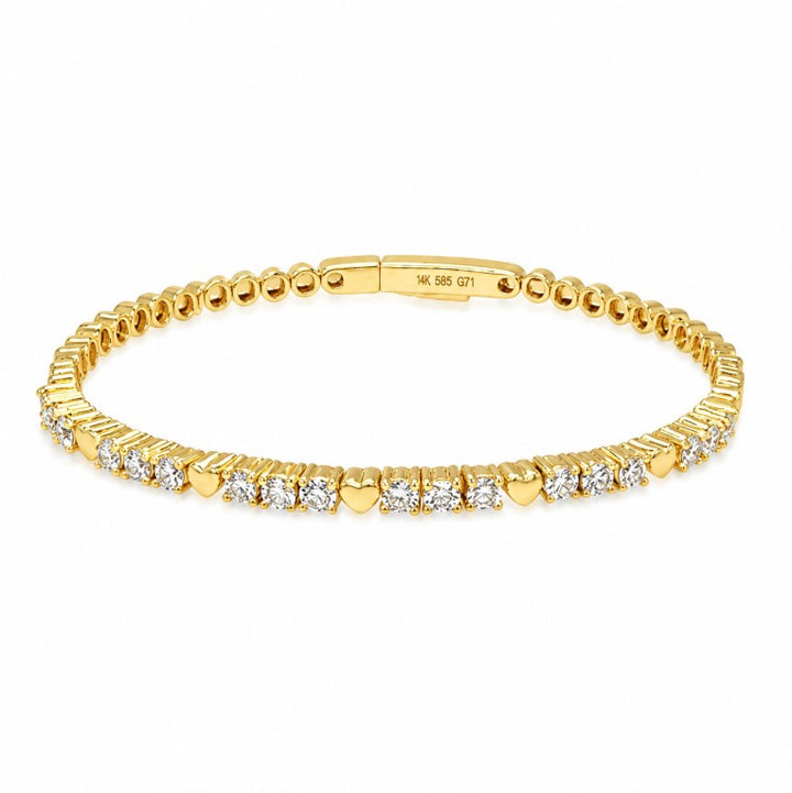 1.77 Ctw Lab Grown Diamond Flex Bangle in 925 Yellow Gold Plated