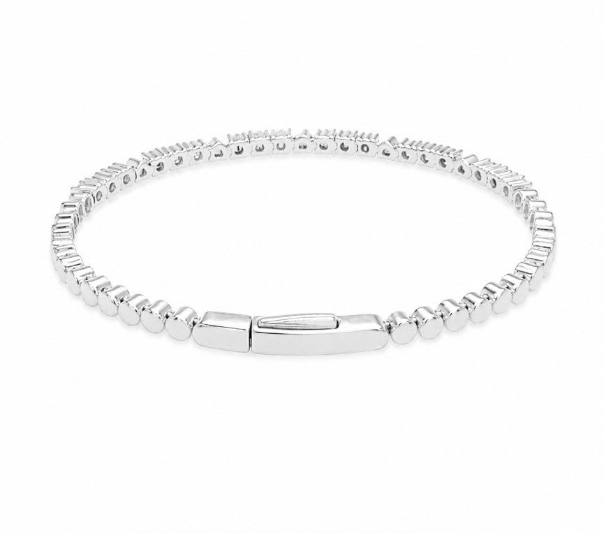 1.77 Ctw Lab Grown Diamond Flex Bangle in 925 Platinum Plated