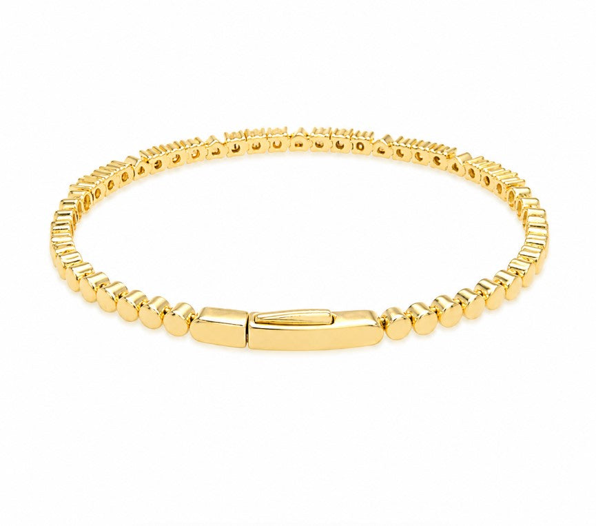 1.77 Ctw Lab Grown Diamond Flex Bangle in 925 Yellow Gold Plated