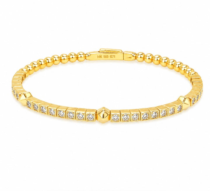 1.10 Ctw Lab Grown Diamond Flex Bangle in 925 Yellow Gold Plated