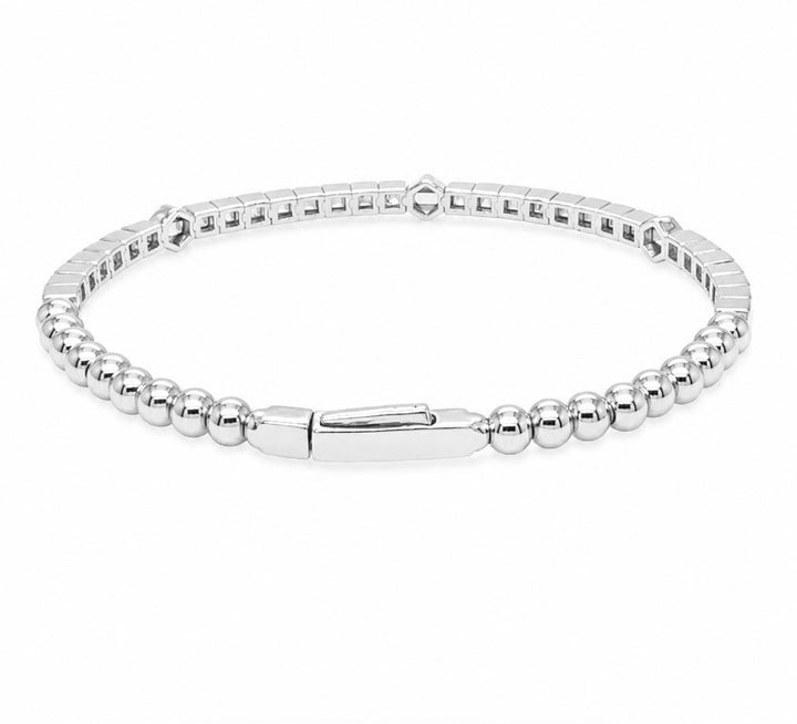 1.10 Ctw Lab Grown Diamond Flex Bangle in 925 Platinum Plated