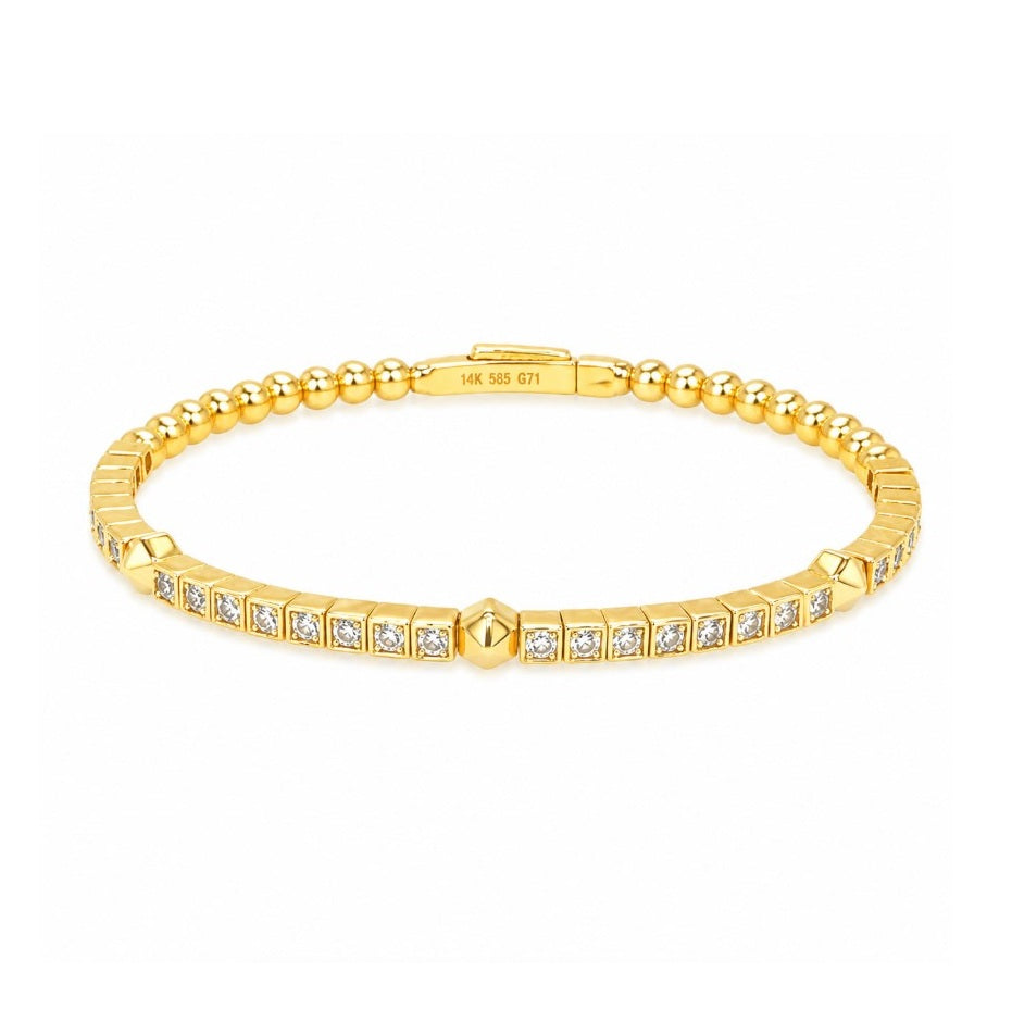 1.10 Ctw Lab Grown Diamond Flex Bangle in 925 Yellow Gold Plated