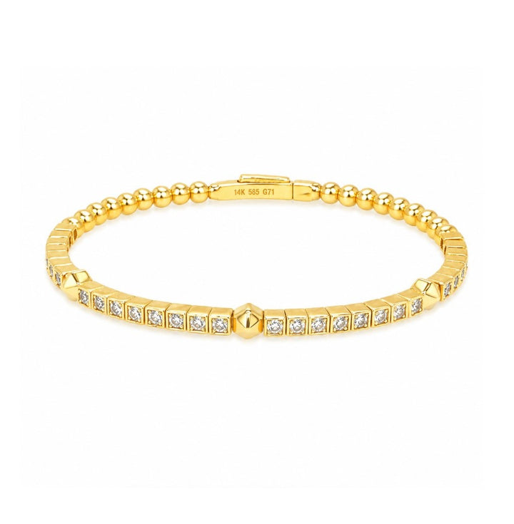 1.10 Ctw Lab Grown Diamond Flex Bangle in 925 Yellow Gold Plated