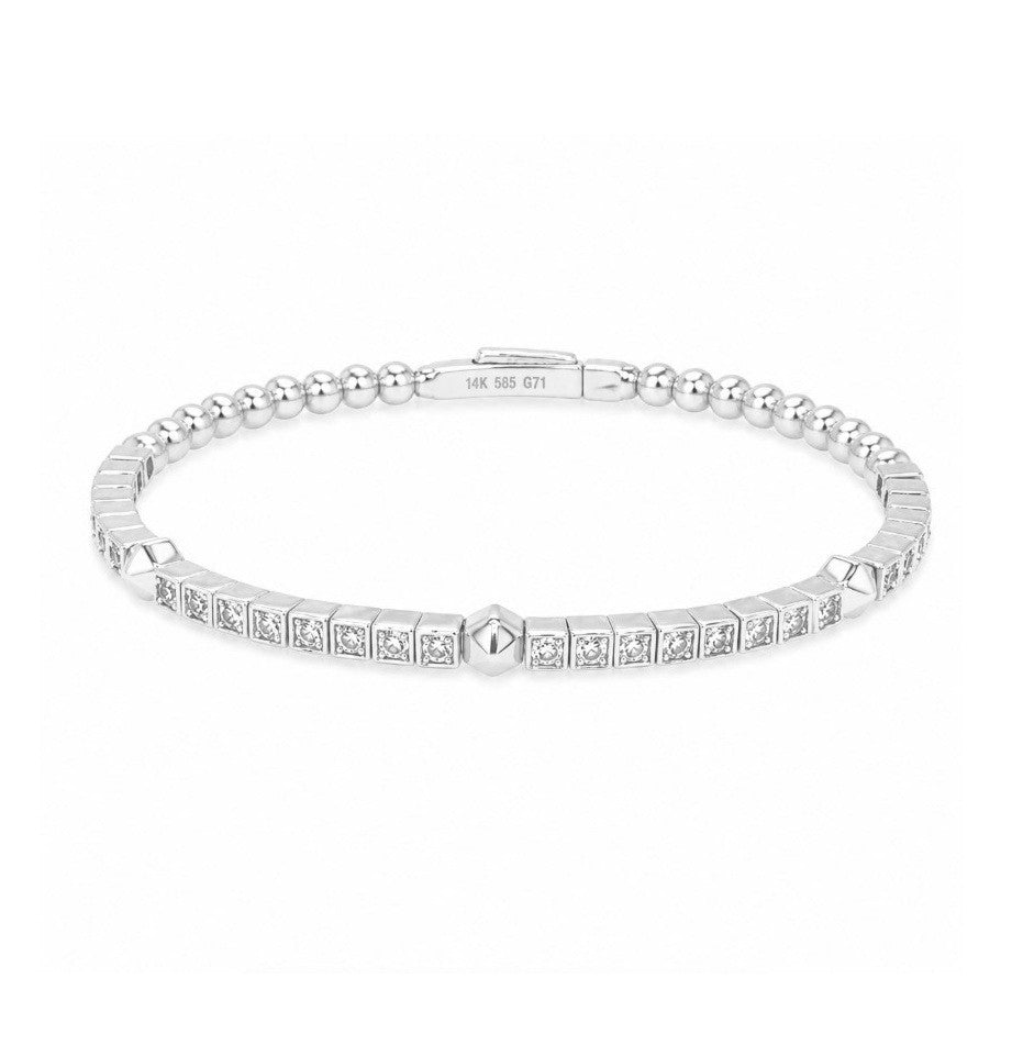 1.10 Ctw Lab Grown Diamond Flex Bangle in 925 Platinum Plated