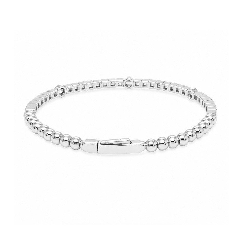 1.10 Ctw Lab Grown Diamond Flex Bangle in 925 Platinum Plated