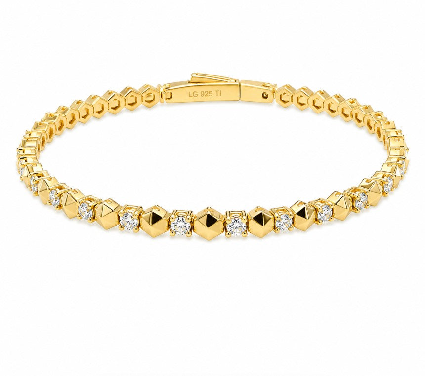 2.00 Ctw Lab Grown Diamond Flex Bangle in 925 Yellow Gold Plated
