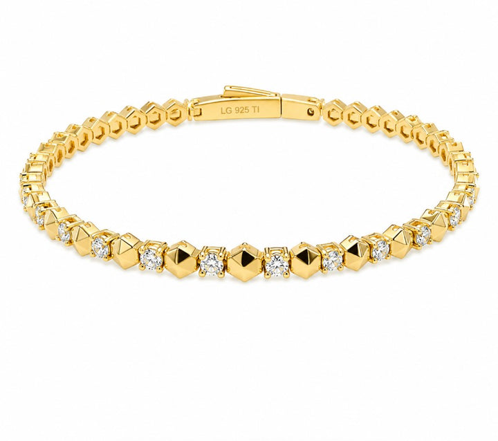 2.00 Ctw Lab Grown Diamond Flex Bangle in 925 Yellow Gold Plated