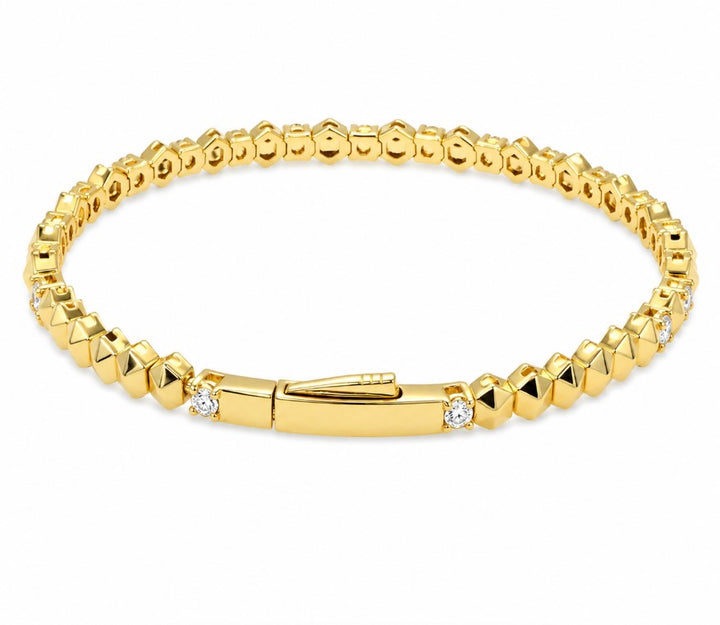 2.00 Ctw Lab Grown Diamond Flex Bangle in 925 Yellow Gold Plated