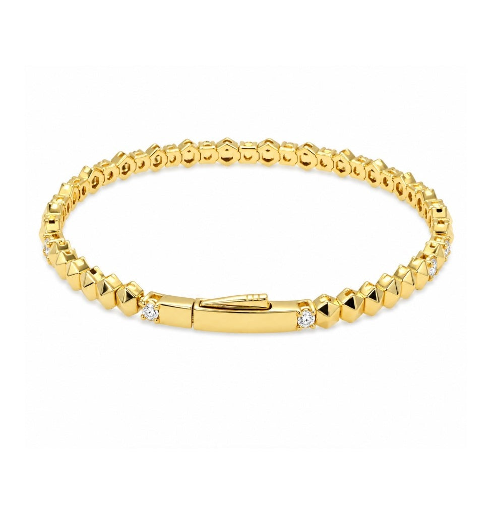 2.00 Ctw Lab Grown Diamond Flex Bangle in 925 Yellow Gold Plated