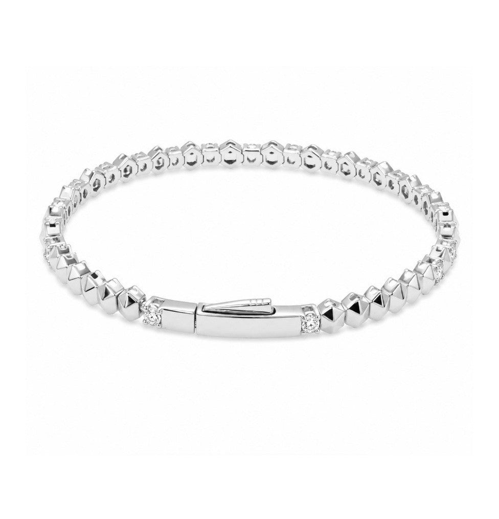 2.00 Ctw Lab Grown Diamond Flex Bangle in 925 Platinum Plated