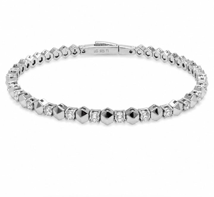 2.00 Ctw Lab Grown Diamond Flex Bangle in 925 Platinum Plated