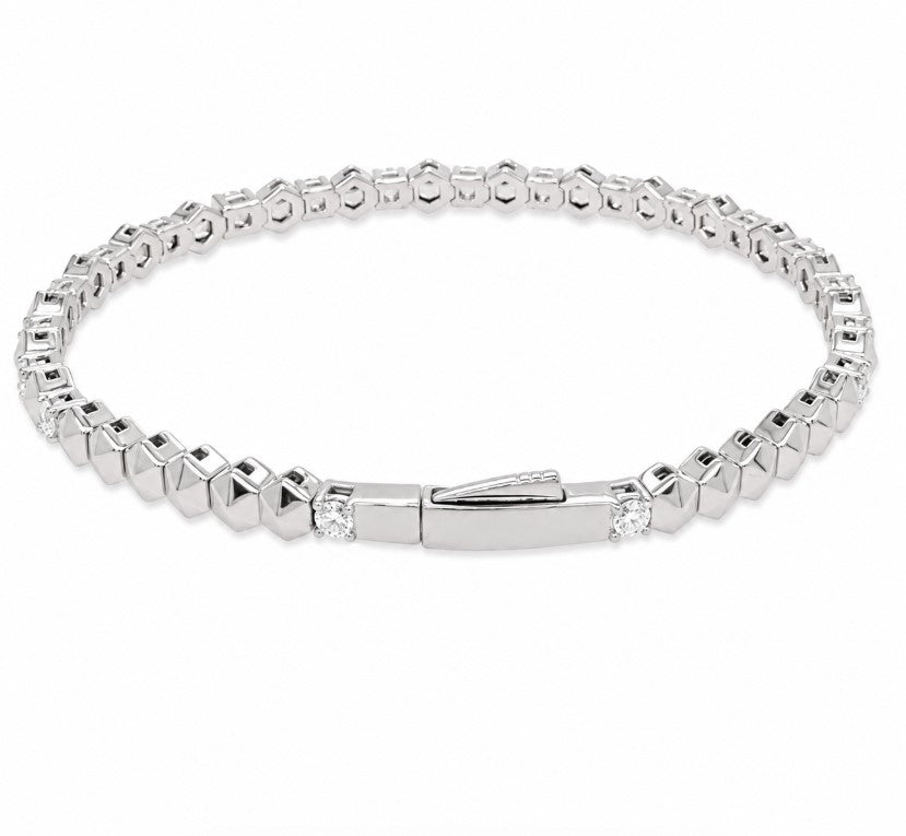 2.00 Ctw Lab Grown Diamond Flex Bangle in 925 Platinum Plated