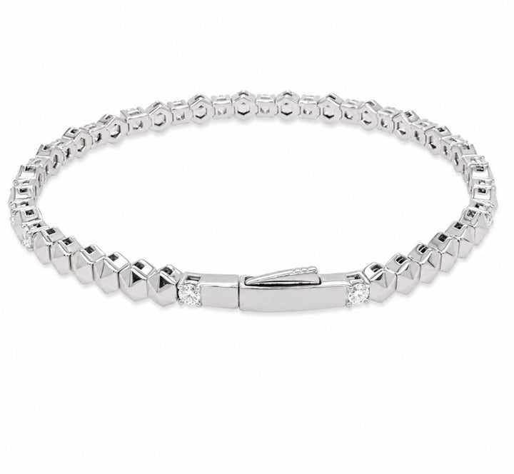 2.00 Ctw Lab Grown Diamond Flex Bangle in 925 Platinum Plated