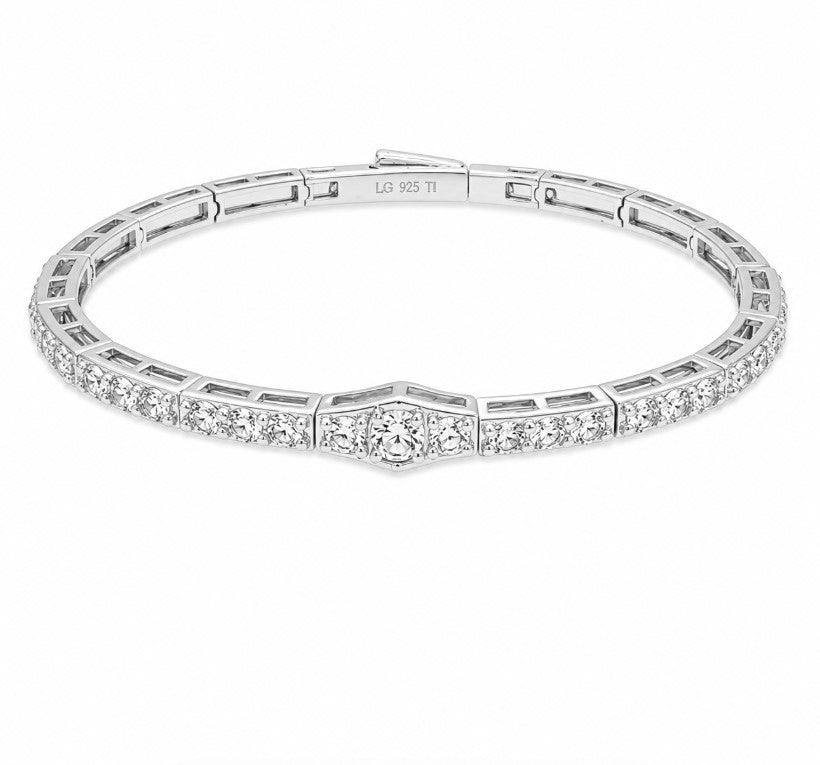 2.78 Ctw Lab Grown Diamond Flex Bangle in 925 Platinum Plated